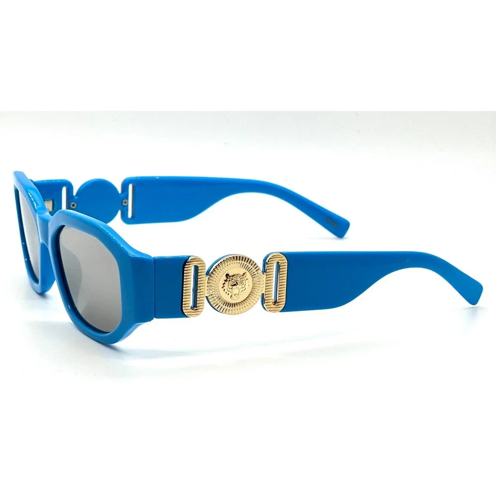 Sunglasses Blue Frame Silver MirrorLens‎ Men Fashion Sophisticated Lentes Gafas
